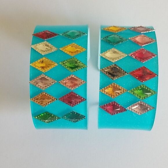 1 dozen Acrylic Cuff Bracelets with Embellishments - Picture 5 of 9
